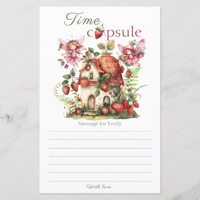Strawberry Fairy Berry Sweet Birthday Time Capsule (Front)