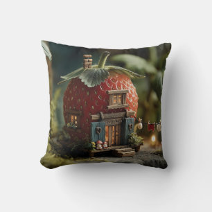 Strawberry Fairy House with Miniature Washing Line Cushion