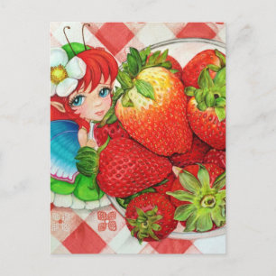 Strawberry Fairy Picnic Art Print Postcard