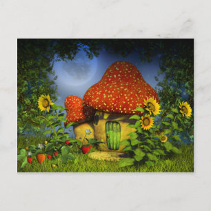 Strawberry fantasy house postcard