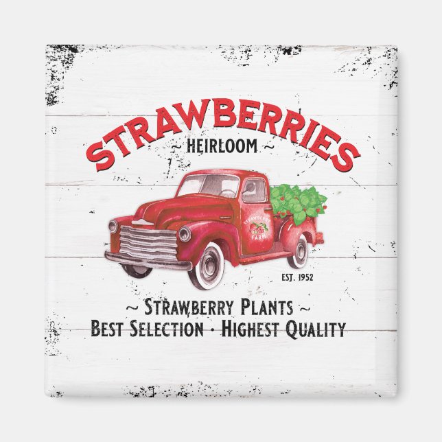 Strawberry Farm Farmhouse Old Red Farm Truck  Magnet (Front)
