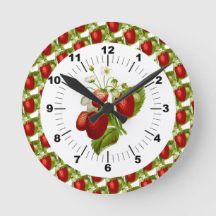 Strawberry Farmhouse Decor Wall Round Clock