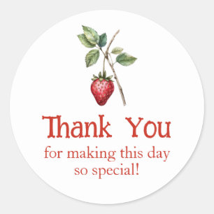 Strawberry Favor Thank You Classic Round Sticker
