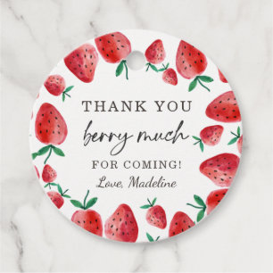 Strawberry Favour Tags Birthday Berry Much Sweet