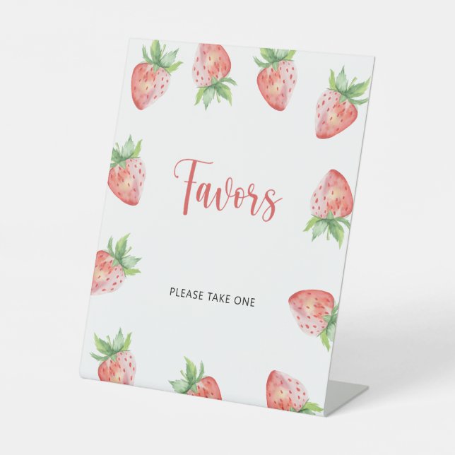 Strawberry \  Favours Pedestal Sign (Front)