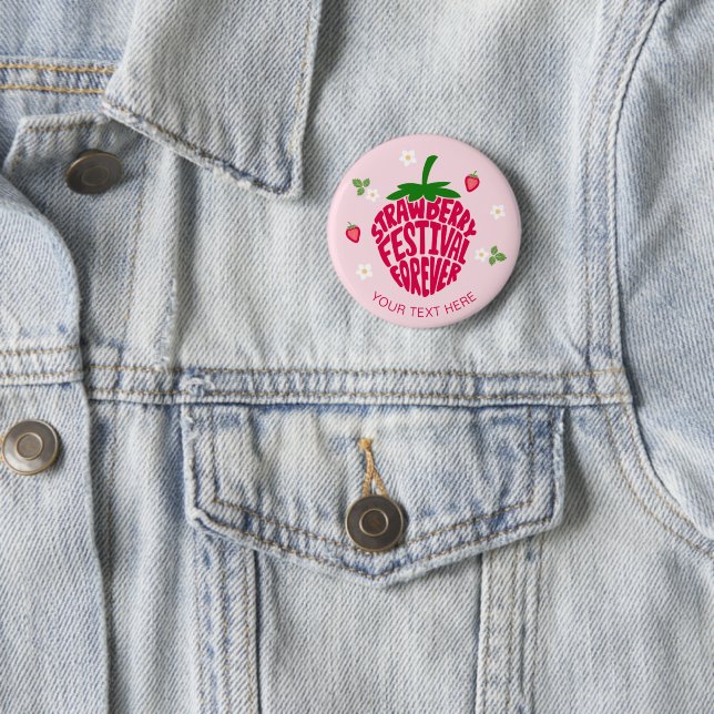 Strawberry Festival Forever Cute Customisable 6 Cm Round Badge (In Situ)