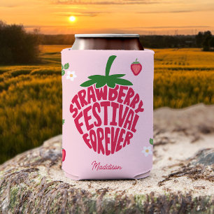 Strawberry Festival Forever Cute Customisable Can Cooler