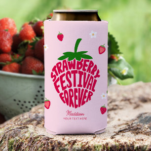 Strawberry Festival Forever Cute Customisable Seltzer Can Cooler