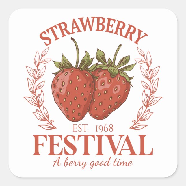 Strawberry Festival Square Sticker (Front)