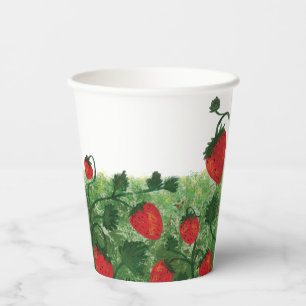 Strawberry Field Watercolor Illustration Paper Cups