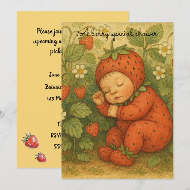 Strawberry Fields Baby Digital Download Invitation (Front/Back)