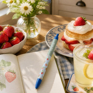 Strawberry Fields Custom Name Blue Ink Pen
