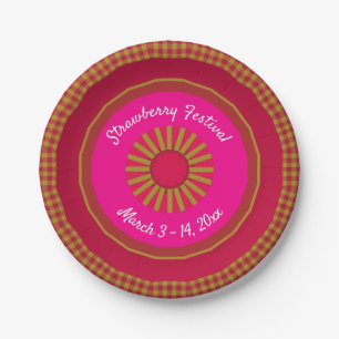 Strawberry Fields Pink/Gold Kaleidoscope Paper Plate