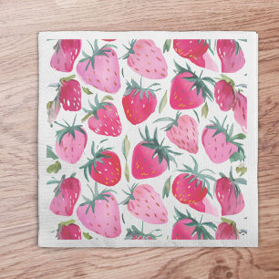 Strawberry fields summer time picnic pink napkin