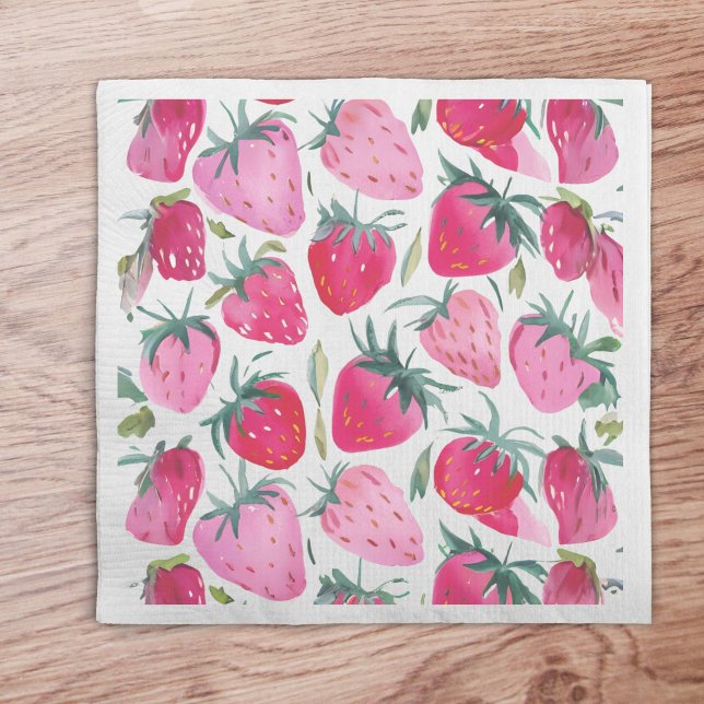 Strawberry fields summer time picnic pink napkin (Creator Uploaded)