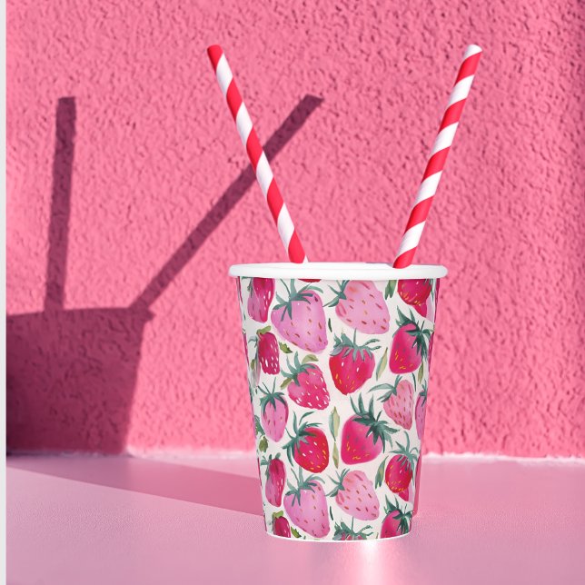 Strawberry fields summer time picnic pink paper cups (Creator Uploaded)