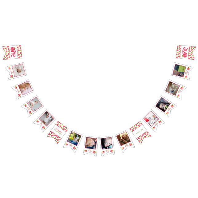 Strawberry First Birthday 12 Month Photo Bunting (All)