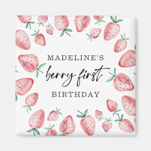 Strawberry First Birthday 1st Berry Sweet Girl  Magnet