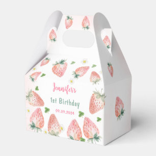 Strawberry First Birthday 1st  Favour Box