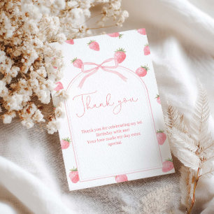 Strawberry First Birthday Berry Sweet Girl Thank You Card