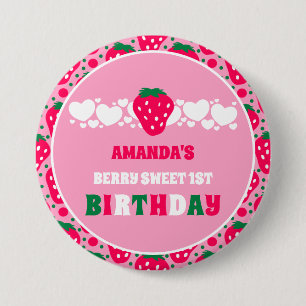 Strawberry First Birthday Celebration 7.5 Cm Round Badge