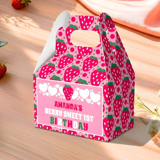 Strawberry First Birthday Celebration Favour Box (Creator Uploaded)
