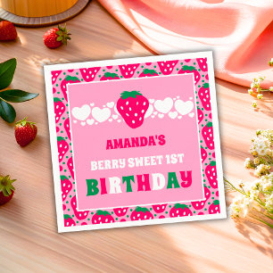 Strawberry First Birthday Celebration Napkin