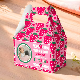 Strawberry First Birthday Celebration Photo Favour Box