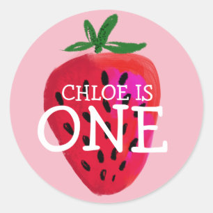 Strawberry First Birthday Custom Sticker