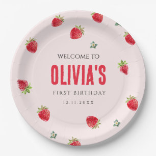 Strawberry First Birthday Paper Plates