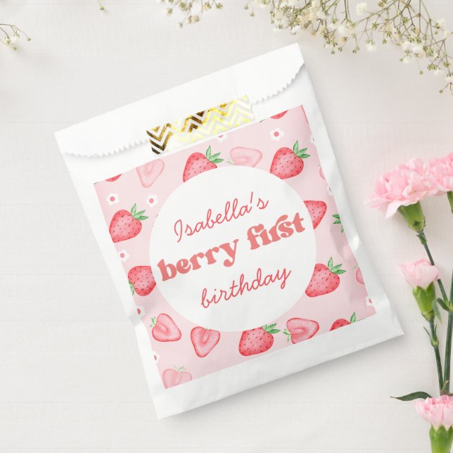 Strawberry First Birthday Party Favour Bags (Sealed)