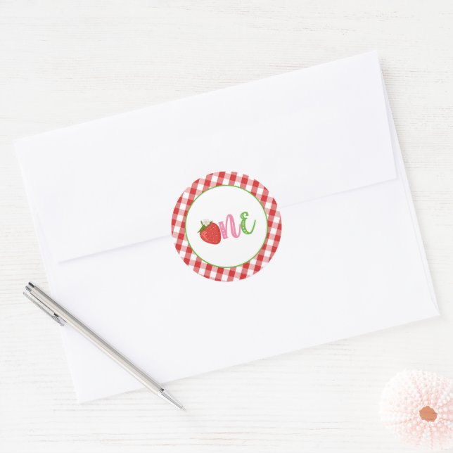 Strawberry First Birthday Sticker - ONE (Envelope)