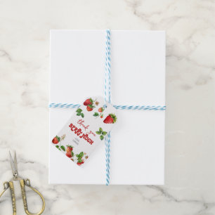 Strawberry First Birthday Thank You Birthday Gift Tags