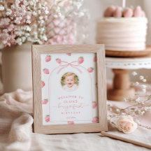 Strawberry First Birthday Welcome Sign Berry Sweet