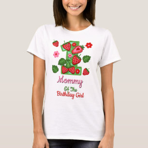 Strawberry first birthday womens tshirts Mum