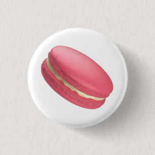 Strawberry flavoued macaron 3 cm round badge