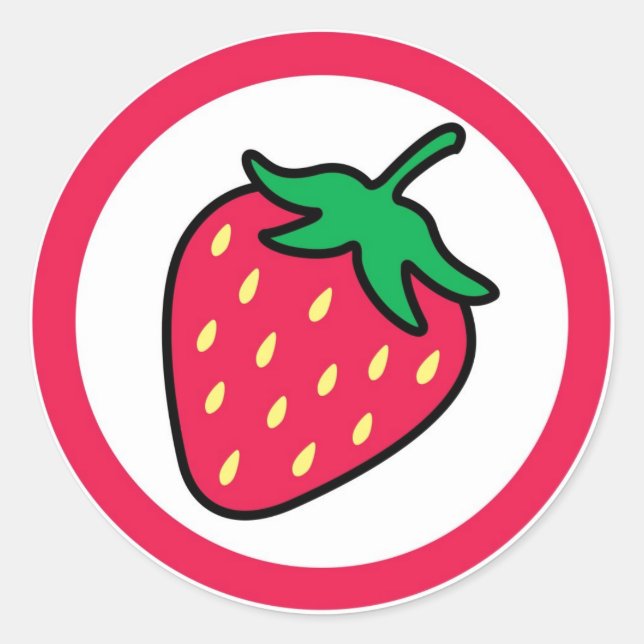 Strawberry flavour visual circle sticker labels (Front)