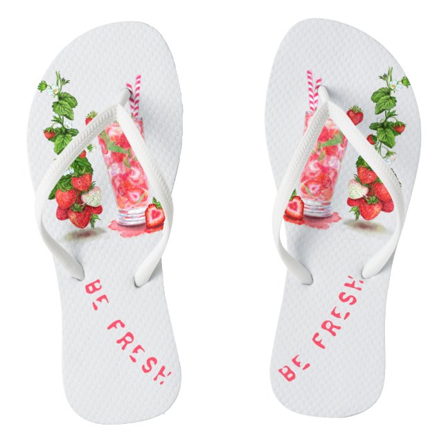 Strawberry Flip Flops Juice Cool Drink Fruits (Footbed)