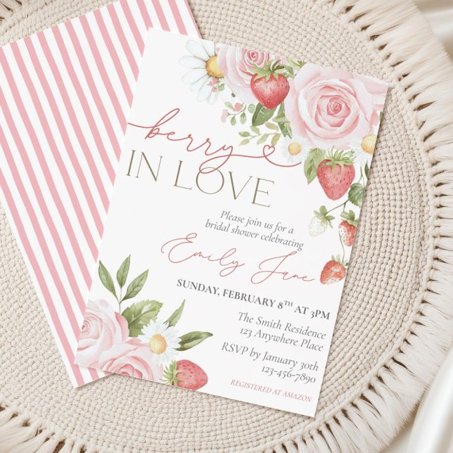 Strawberry Floral Bridal Shower Invite, Berry In  Invitation (Creator Uploaded)