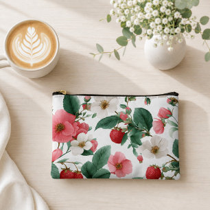 Strawberry Floral Cottagecore Accessory Pouch