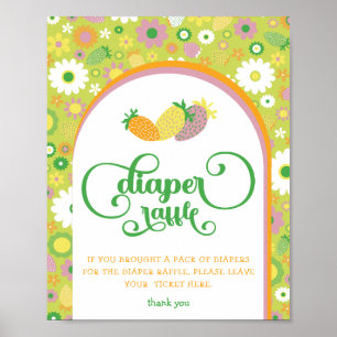 Strawberry Floral Diaper Raffle Sign