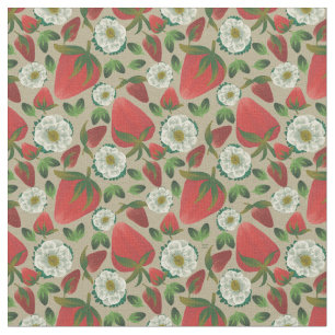Strawberry Floral Pattern Fabric