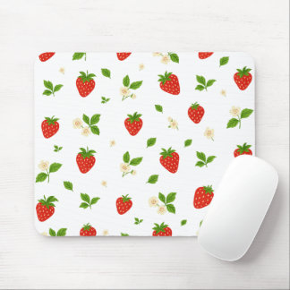 Strawberry floral pattern mouse pad, cute watercol mat