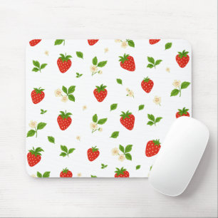 Strawberry floral pattern mouse pad, cute watercol mouse mat