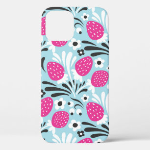 Strawberry Floral: Pink Berry Seamless. iPhone 12 Case