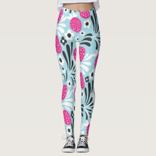 Strawberry Floral: Pink Berry Seamless. Leggings