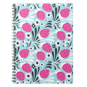 Strawberry Floral: Pink Berry Seamless. Notebook