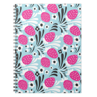 Strawberry Floral: Pink Berry Seamless. Notebook
