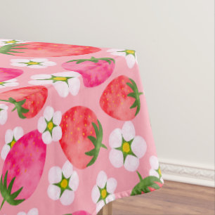 Strawberry & florals pattern tablecloth