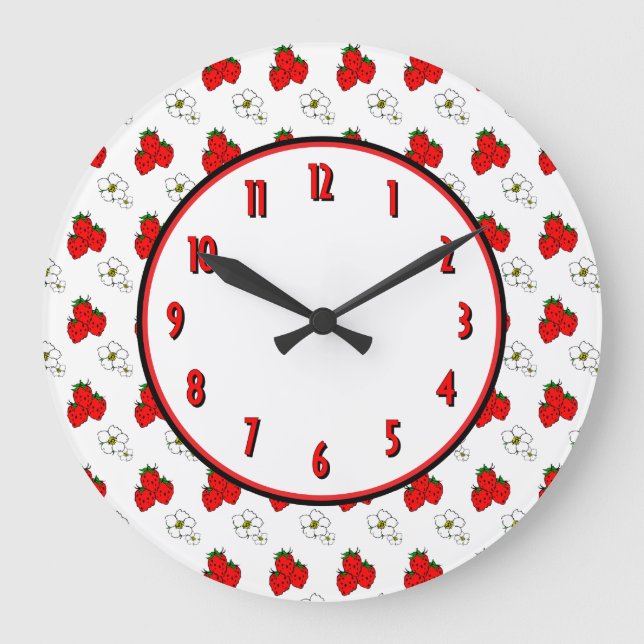 Strawberry Flower Retro Kitchen Wall Clock (Front)